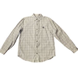 Guy Harvey Button Up‎ Shirt Check Long Sleeve Blue Gray Black Men's Size Medium